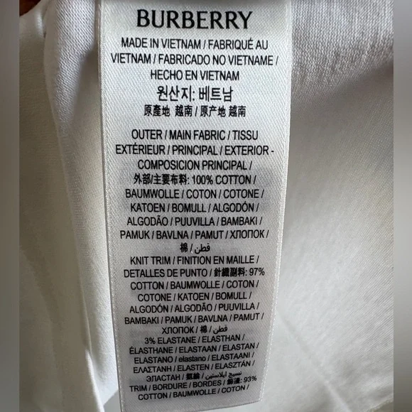 Burberry White Oversized Short Sleeve Tee Vintage Check Cuff Large - Picture 6 of 7